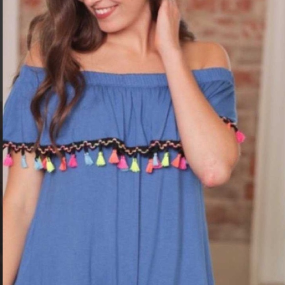 Pom Pom Fiesta Off The Shoulder Top